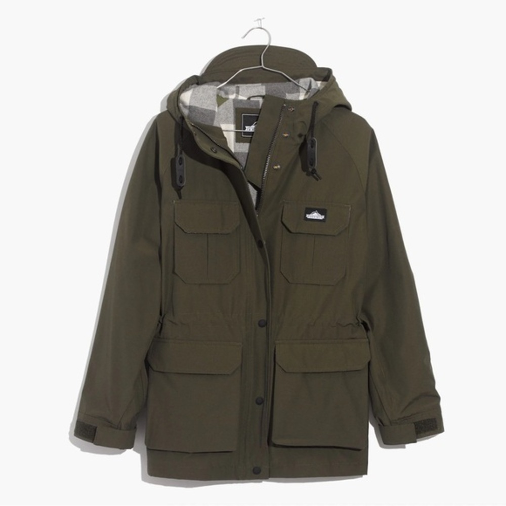 Madewell x Penfield • Kasson Flannel Lined Rain Field Cargo Jacket Olive Green S
